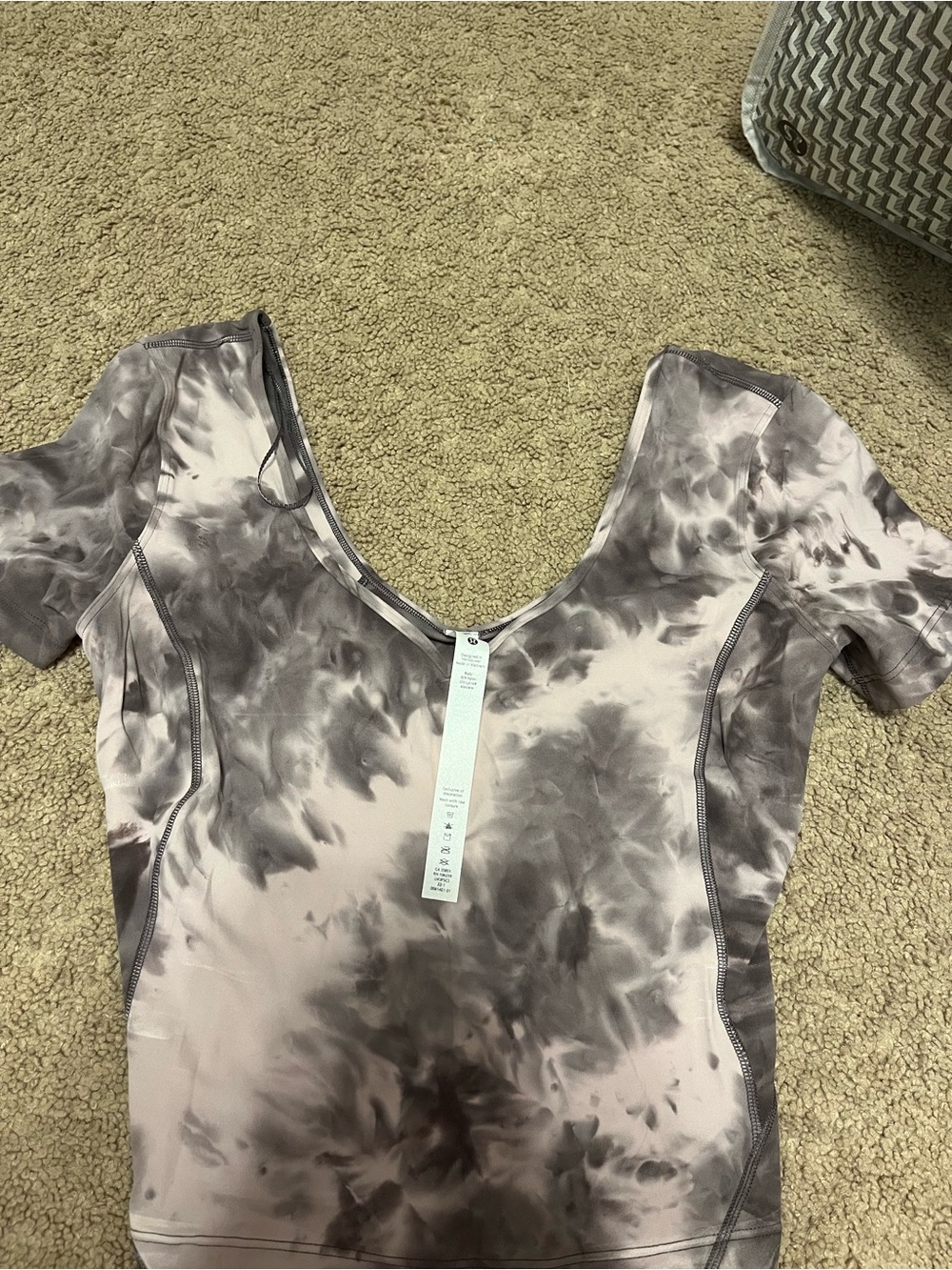 lululemon athletica Gray Tie-Dye Scoop Neck Short Sleeve Top